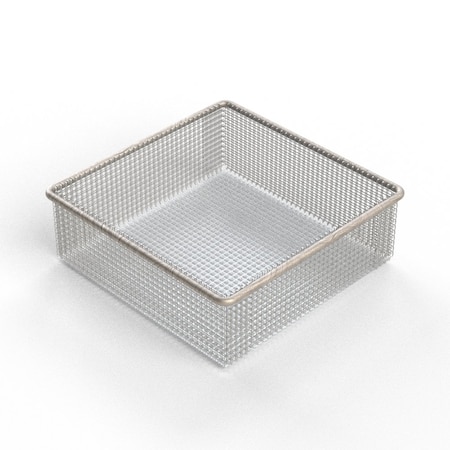 Anysizebasket Light Duty Basket: 6Lx6Wx2H, 304 SS, No Handles, Mesh: 4 x .032 FLB-060060020-N04S